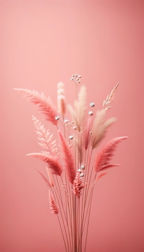 粉色渲染蒲苇草摄影图片